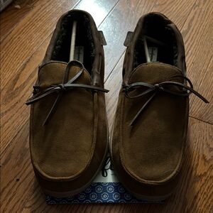 Dearfoams Brown Loafers Slip-Ons with Soft Suede Finish and Classic Design